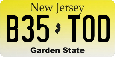 NJ license plate B35TOD