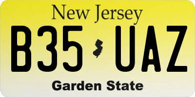 NJ license plate B35UAZ