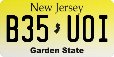 NJ license plate B35UOI