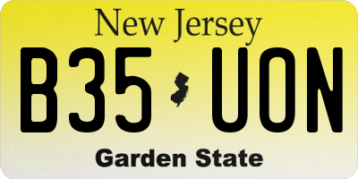 NJ license plate B35UON