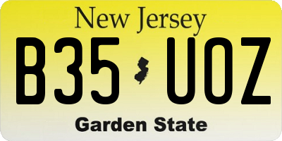 NJ license plate B35UOZ