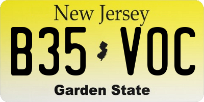 NJ license plate B35VOC