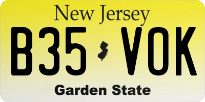 NJ license plate B35VOK