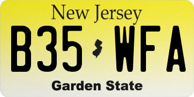 NJ license plate B35WFA