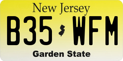 NJ license plate B35WFM