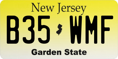 NJ license plate B35WMF