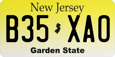 NJ license plate B35XAO