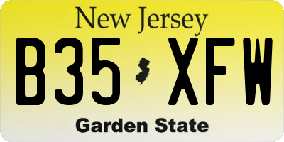 NJ license plate B35XFW
