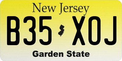NJ license plate B35XOJ