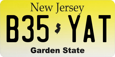 NJ license plate B35YAT