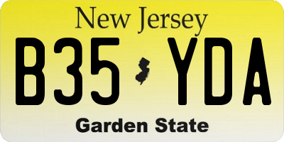 NJ license plate B35YDA