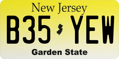 NJ license plate B35YEW