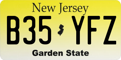 NJ license plate B35YFZ