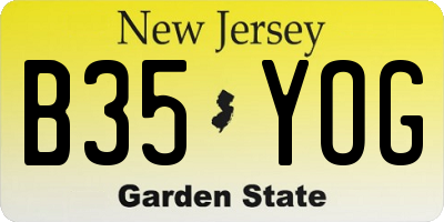 NJ license plate B35YOG