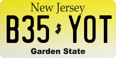 NJ license plate B35YOT