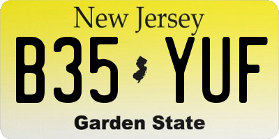 NJ license plate B35YUF