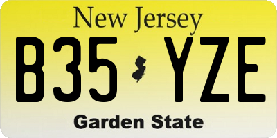 NJ license plate B35YZE
