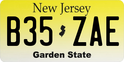 NJ license plate B35ZAE