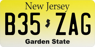 NJ license plate B35ZAG