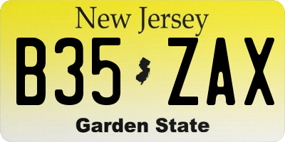 NJ license plate B35ZAX