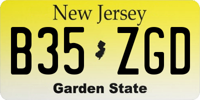 NJ license plate B35ZGD