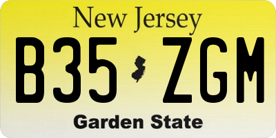 NJ license plate B35ZGM