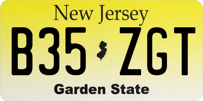 NJ license plate B35ZGT