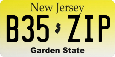NJ license plate B35ZIP