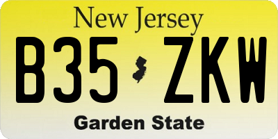 NJ license plate B35ZKW