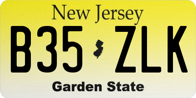 NJ license plate B35ZLK