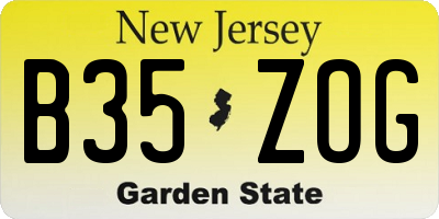 NJ license plate B35ZOG