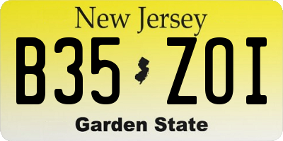 NJ license plate B35ZOI
