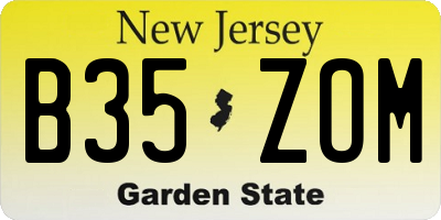 NJ license plate B35ZOM