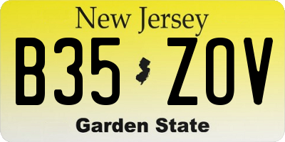 NJ license plate B35ZOV