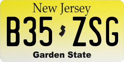 NJ license plate B35ZSG
