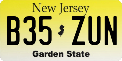 NJ license plate B35ZUN