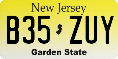 NJ license plate B35ZUY
