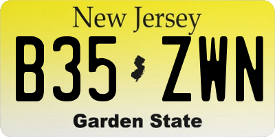 NJ license plate B35ZWN