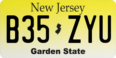 NJ license plate B35ZYU
