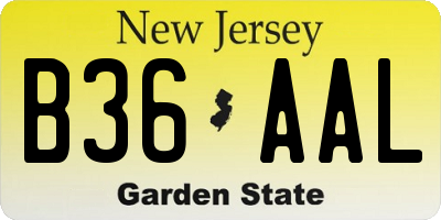 NJ license plate B36AAL