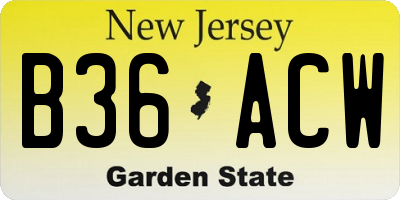 NJ license plate B36ACW