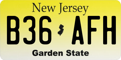 NJ license plate B36AFH