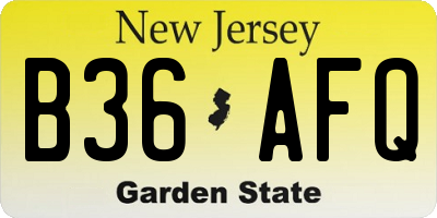 NJ license plate B36AFQ