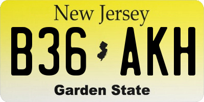 NJ license plate B36AKH