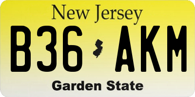 NJ license plate B36AKM