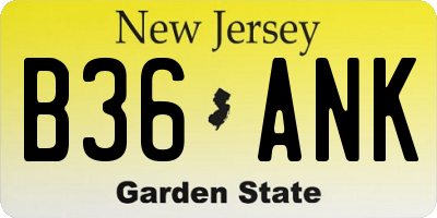 NJ license plate B36ANK