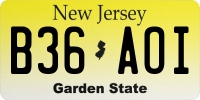 NJ license plate B36AOI