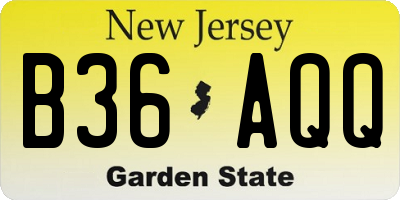 NJ license plate B36AQQ