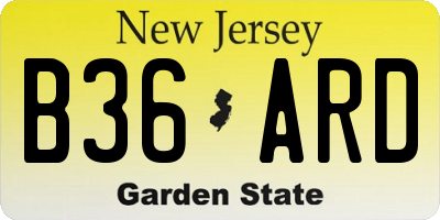 NJ license plate B36ARD