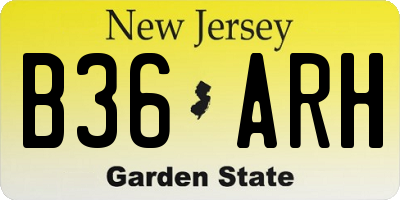 NJ license plate B36ARH